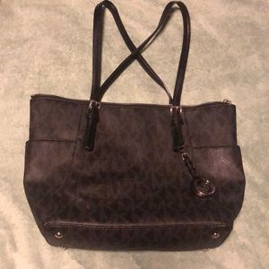 Michael Kors black monogram tote purse